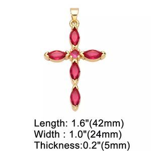 💎03💎 2.7 ct Longwin Crystal Goldtone Cross Pendant KindLuxuries